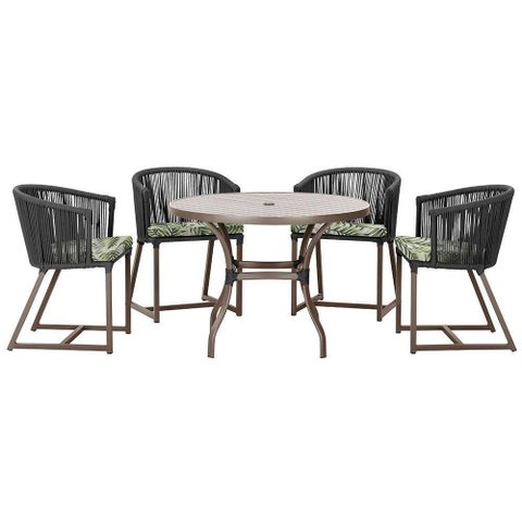 Mesa com 4 Cadeiras e Noronha Estofado 5 Trama Original Preto