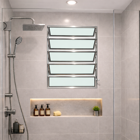 Vitro Basculante 100x60 Alumínio Brilhante Vidro Liso