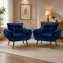 Ver imagem 1 de Kit 02 Poltrona Opala decorativa pés palito azul marinho