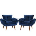 Ver imagem 1 de Kit 02 Poltrona Opala decorativa pés palito azul marinho
