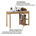 Ver imagem 4 de Escrivaninha para Escritório Mesa de Estudos 100% MDF Hugo 1 Gaveta 120cm Branco Brilho e Amêndoa Marrom