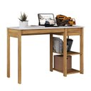 Ver imagem 2 de Escrivaninha para Escritório Mesa de Estudos 100% MDF Hugo 1 Gaveta 120cm Branco Brilho e Amêndoa Marrom