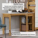Ver imagem 5 de Escrivaninha para Escritório Mesa de Estudos 100% MDF Hugo 1 Gaveta 120cm Branco Brilho e Amêndoa Marrom