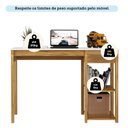 Ver imagem 6 de Escrivaninha para Escritório Mesa de Estudos 100% MDF Hugo 1 Gaveta 120cm Branco Brilho e Amêndoa Marrom