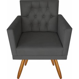 Kit 4 Poltronas Decorativas Larah Escritório Capitonê Cinza - 2