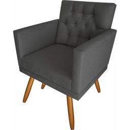 Kit 4 Poltronas Decorativas Larah Escritório Capitonê Cinza - 4