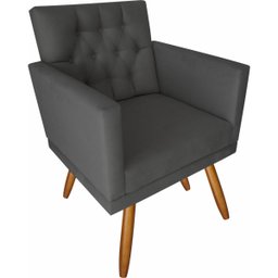 Kit 4 Poltronas Decorativas Larah Escritório Capitonê Cinza - 3