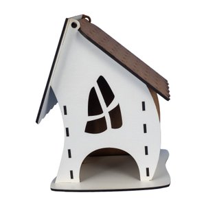 Luminária Abajur de Mesa Casinha Madeira G9 Decoração 18CM