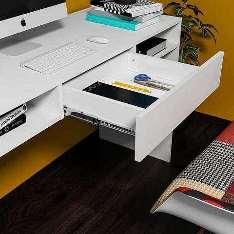 Escrivaninha Àpila com Gaveta 100% MDF Móveis Rimo  - Branco
