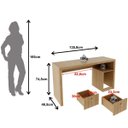 Ver imagem 5 de Mesa para Escritório Escrivaninha 2 Gavetas Amêndoa