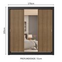 Ver mais imagens de Guarda-roupa Casal 3 Portas de Correr com Espelho 4 Gavetas Preto/rustic Sublime Plus Madesa Preto/