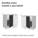 Ver imagem 4 de Balcão de Canto 1 Porta (sem Tampo) Branco/Preto Lux Madesa