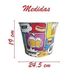 Kit 2 Baldes de Gelo para Cerveja Estampado em Metal Galvanizado com Abridor 4,8 Litros - 2