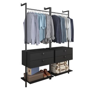 Closet Estilo Industrial Siena C/gaveta Preto Fosco - Móveis Arapongas Preto Fosco