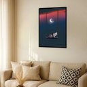 Ver imagem 1 de Quadro Decorativo Surrealismo Anjinha Balanço - 70x50cm:moldura Preta