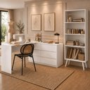 Ver imagem 1 de Kit Mesa para Máquina de Costura com 6 Gavetas e Estante Retrô Multimóveis MP6108 Branco