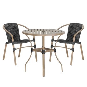 02 Cadeiras Floripa e Mesa Roma 80cm Fendi e Corda Nautica Trama Original