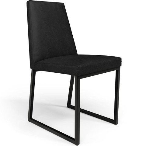 Cadeira para Sala de Jantar Base Aço Industrial Preto Dafne L02 Couríssimo Preto - Lyam Decor