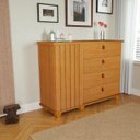 Ver imagem 5 de Cômoda para Quarto Talisma 4 Gavetas com Porta Ripada Sapateira Multiuso Gaveteiro:naturale