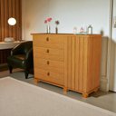 Ver imagem 4 de Cômoda para Quarto Talisma 4 Gavetas com Porta Ripada Sapateira Multiuso Gaveteiro:naturale