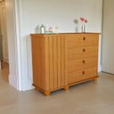 Ver imagem 3 de Cômoda para Quarto Talisma 4 Gavetas com Porta Ripada Sapateira Multiuso Gaveteiro:naturale