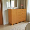 Ver imagem 1 de Cômoda para Quarto Talisma 4 Gavetas com Porta Ripada Sapateira Multiuso Gaveteiro:naturale