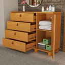 Ver imagem 6 de Cômoda para Quarto Talisma 4 Gavetas com Porta Ripada Sapateira Multiuso Gaveteiro:naturale