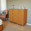 Ver imagem 7 de Cômoda para Quarto Talisma 4 Gavetas com Porta Ripada Sapateira Multiuso Gaveteiro:naturale