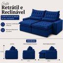 Ver imagem 3 de Sofá Petra Retrátil Reclinável 250m - Azul