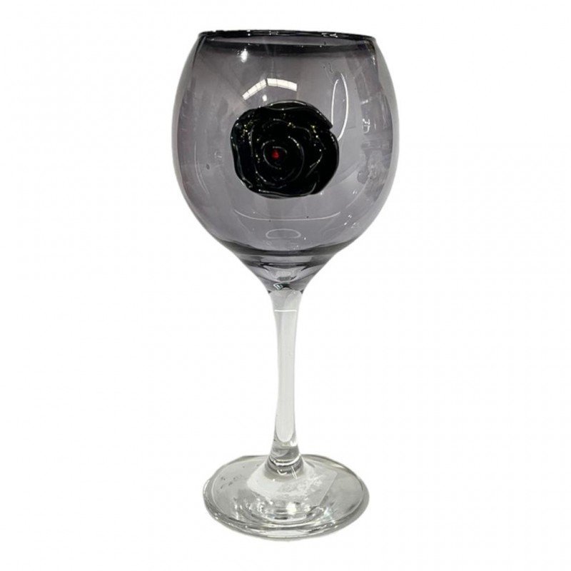 Taça Pomba Gira com Rosa Negra 20 cm Vidro 400 ml