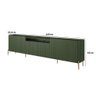 Rack com 4 Portas Brise para Sala 220cm Pés Metal 100% Mdf Cor Musgo com Dourado - 2