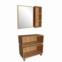 Ver imagem 3 de Gabinete Suspenso 80cm Alice Mel Grafite Balcão e Espelheira2 Gavetas para Banheiro sem Cuba