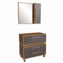 Ver imagem 1 de Gabinete Suspenso 80cm Alice Mel Grafite Balcão e Espelheira2 Gavetas para Banheiro sem Cuba