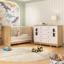 Ver imagem 1 de Berço 3 em 1 para Colchão 130x60cm com Cômoda 2 Portas 4 Gavetas Nina Multimóveis Mp4764