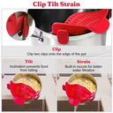 Ver imagem 3 de Escorredor de Panelas para Macarrão Vegetais em Silicone com Clips na Cor Vermelho