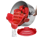 Ver imagem 6 de Escorredor de Panelas para Macarrão Vegetais em Silicone com Clips na Cor Vermelho