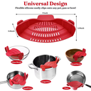Ver imagem 4 de Escorredor de Panelas para Macarrão Vegetais em Silicone com Clips na Cor Vermelho