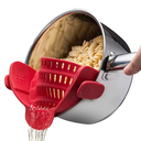 Ver imagem 1 de Escorredor de Panelas para Macarrão Vegetais em Silicone com Clips na Cor Vermelho