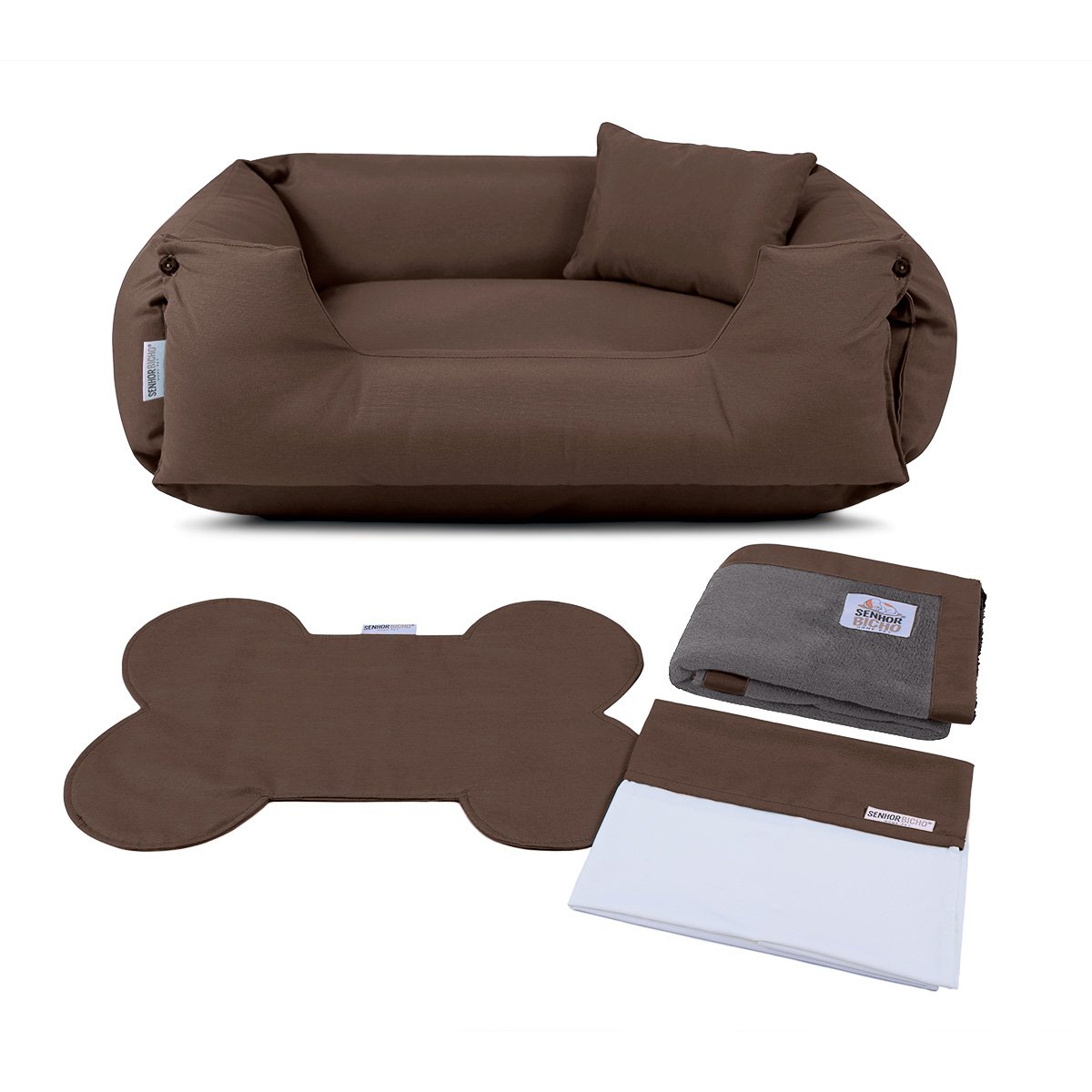 Enxoval Cama de Cachorro Impermeável Dupla Face Lola - G - Capuccino