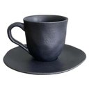Ver imagem 4 de Jogo 6 Xícaras Café 120ml com Pires Preto Matte Cerâmica Orgânico Porto Brasil