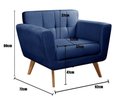 Ver imagem 4 de 2 Poltronas Decorativa Bruna Living Sala Quarto Recepção - Veludo Azul 210