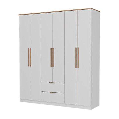 Guarda Roupa Casal 6 Portas Milan Carraro Branco
