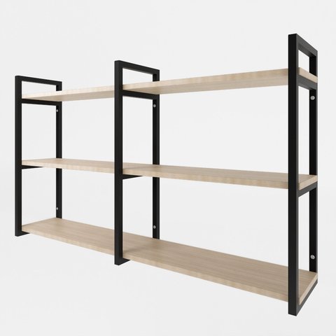 Prateleira Moderna Madeira e Ferro 1,00 Suspensa Parede