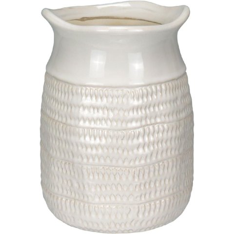 Vaso Decorativo Enfeite Casa Home&Co Cerâmica 20x15x15cm Marfim