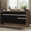 Ver imagem 1 de Balcão Gabinete de Pia Armário de Cozinha 150 cm 2 Gavetas 2 Portas (Sem Tampo e Pia) Rustic/Preto Glamy Madesa