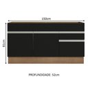 Ver imagem 4 de Balcão Gabinete de Pia Armário de Cozinha 150 cm 2 Gavetas 2 Portas (Sem Tampo e Pia) Rustic/Preto Glamy Madesa