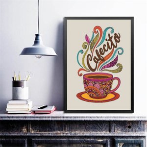 Quadro Decorativo Café - Cafecito 24x18cm:moldura Preta
