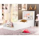 Ver imagem 1 de Cama Casinha Liz Infantil Juvenil Branco de Mdf com Prateleiras e Proteção Lateral