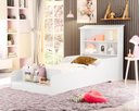 Ver imagem 1 de Cama Casinha Liz Infantil Juvenil Branco de Mdf com Prateleiras e Proteção Lateral