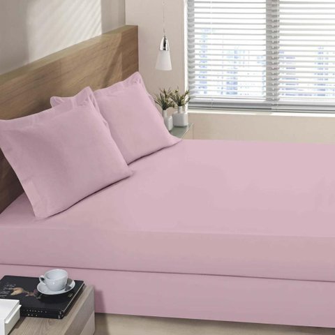 Lençol Avulso com Elástico Queen 230 Fios Essencial - Buettner Rosa